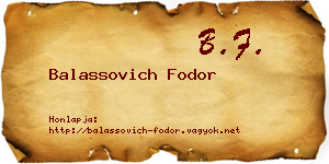 Balassovich Fodor névjegykártya